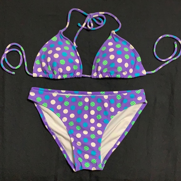 Purple Polkadot Bathing Suit Set - Picture 1 of 5